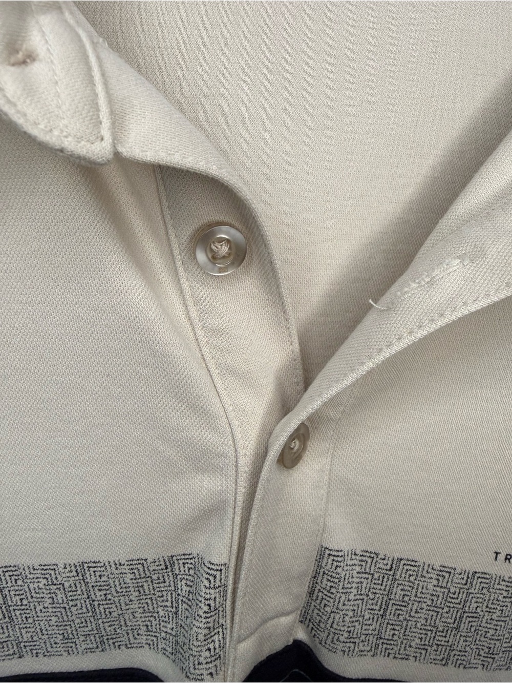 TravisMathew Polo Shirt Mens Large Beige Black Hang Glide Colorblock Golf Casual - Picture 5 of 9